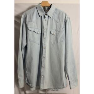 Western Blue Pearl Snap Button Up (hard to find) - Size 42